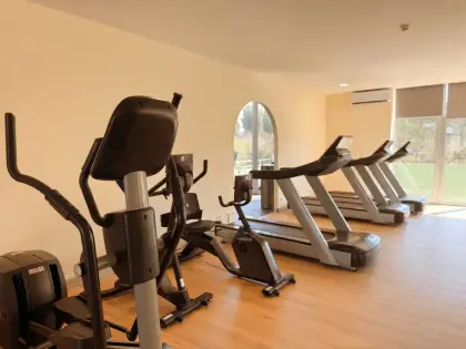 Zona de cardio do Ginásio O2, com as passadeiras viradas para o verde.